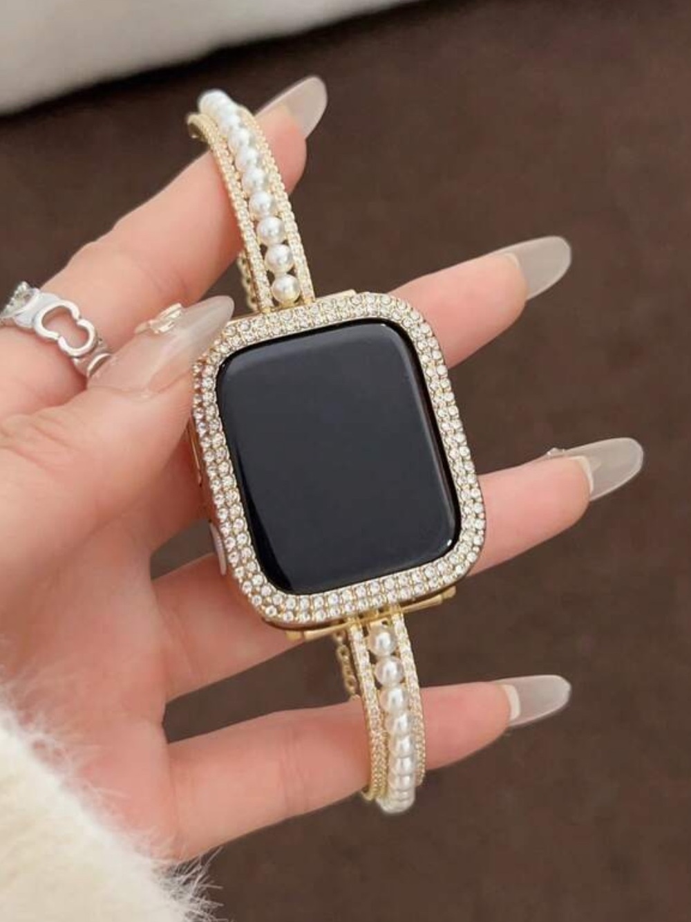 Apple Gold Pearl Crystal Bangle Watch Case 38-49mm